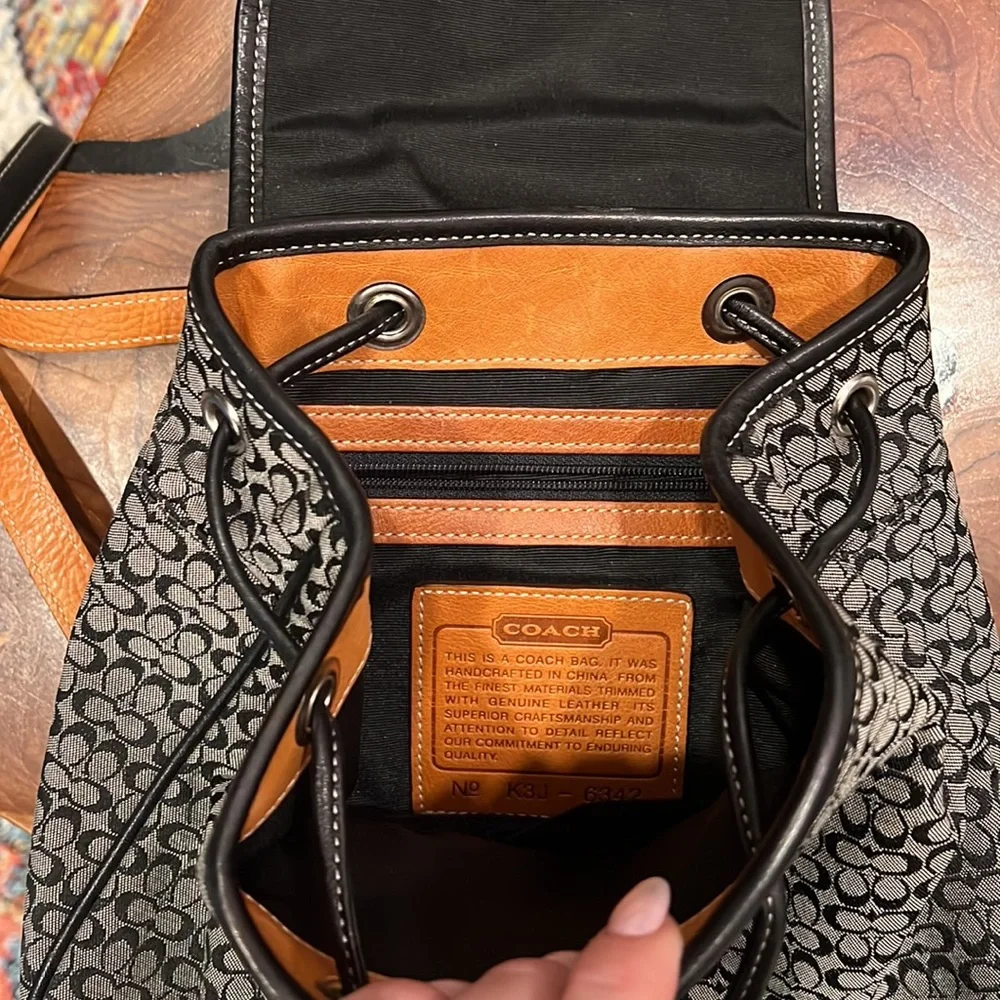 Coach Signature Jacquard Backpack in Black/Khaki